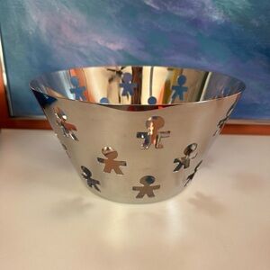 Alessi Girotondo Bowl Basket Stainless Steel King Kong People Italy INOX 18/10